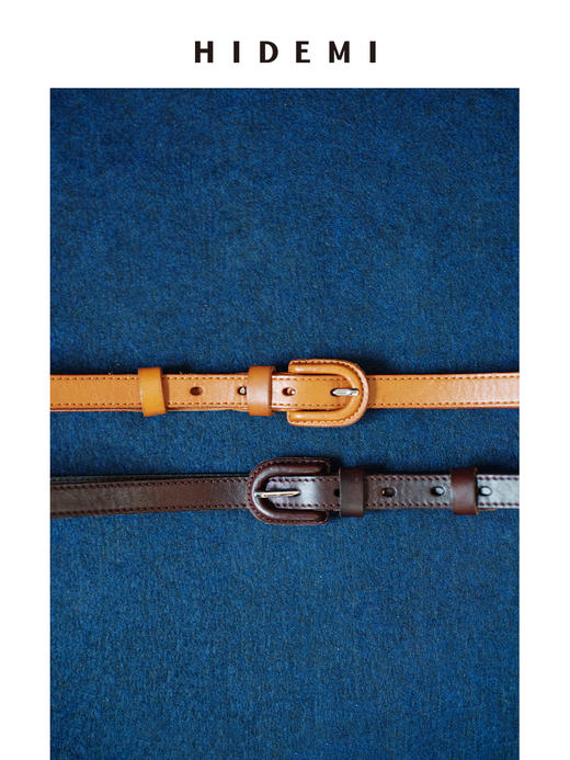 HIDEMI 进口头层牛皮帅气手工包皮扣复古百搭腰带皮带 商品图3