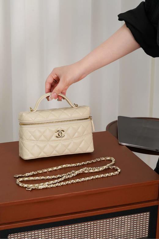 香奈儿 25C手柄盒子包 荔枝牛 米白（LZ） 商品图8