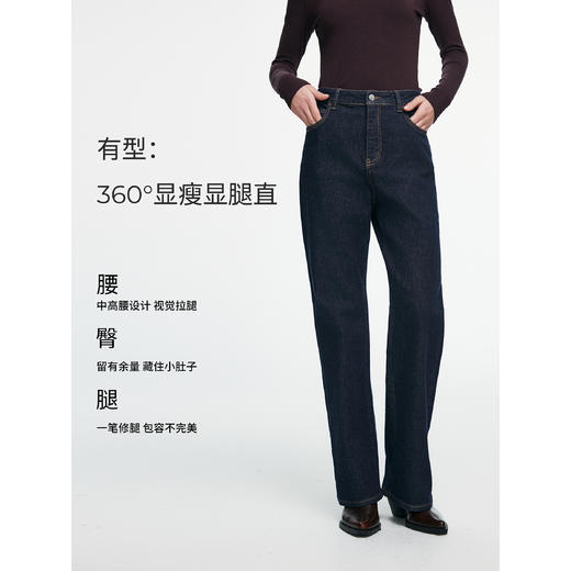 棉仓366619005-【三有超模裤】重磅水洗经典蓝直筒牛仔裤女25秋新品弹力显瘦长裤 商品图0