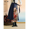两三事梵高文艺季风带2025秋季新款复古印花布拼接系带a字半身裙 商品缩略图0