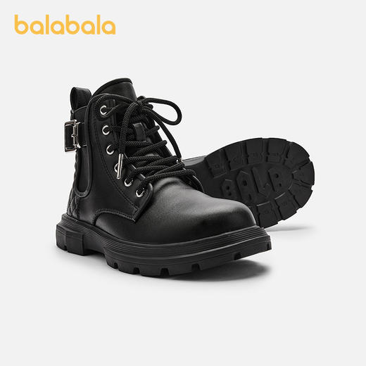 巴拉巴拉童鞋儿童靴子马丁靴女童秋冬防滑短靴复古英伦风鞋子潮流 商品图1