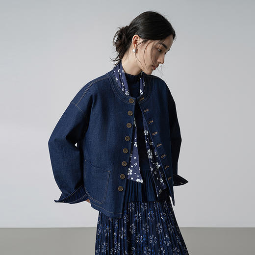 【林栖设计小店】（现货）双面穿印花短外套复古百搭宽松显瘦2025秋季新款牛仔衫女1953044 商品图1