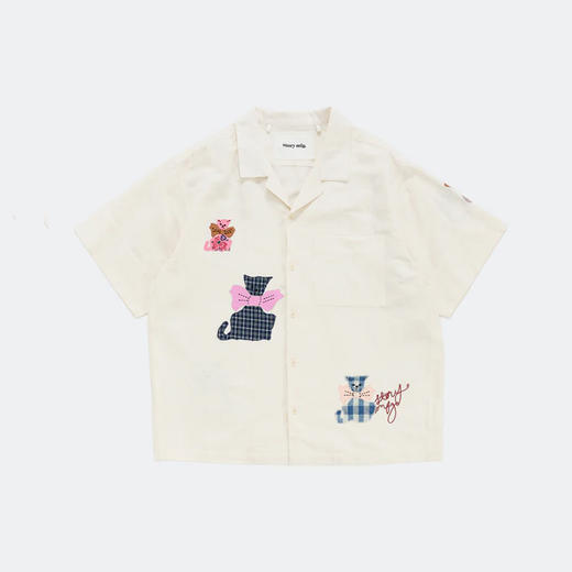 Story mfg GREETINGS SHIRT 男女款手工刺绣拼贴宽松短袖衬衫 商品图3