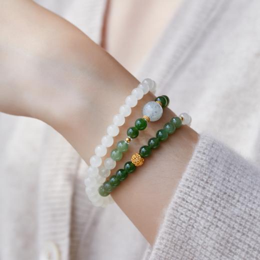 菜菜家雪融春醒和田玉珠串|白玉+碧玉+青花玉，温润显气质 商品图5