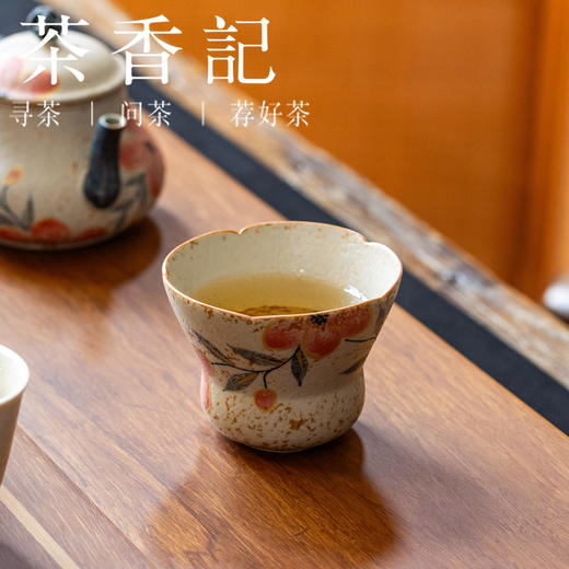 茶香记焦糖手绘茶杯耳杯桃花80ml德化陶瓷主人杯咖啡杯茶室茶具 商品图4