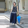 绽放旅行女装472朵/纯亚麻色织分割花苞廓形感文艺半身长裙半身裙 商品缩略图1