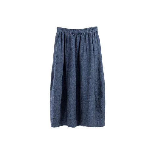 绽放旅行女装472朵/纯亚麻色织分割花苞廓形感文艺半身长裙半身裙 商品图4