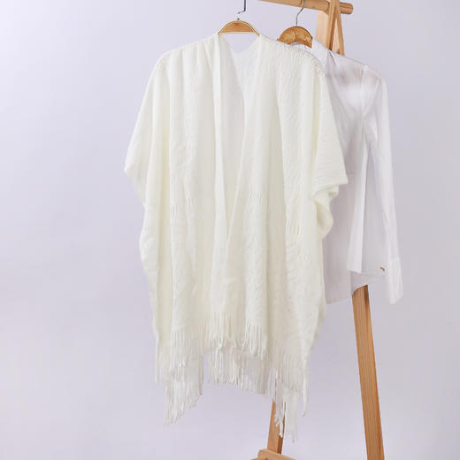 雀说 针织披肩女镂空流苏披风外搭 商品图12