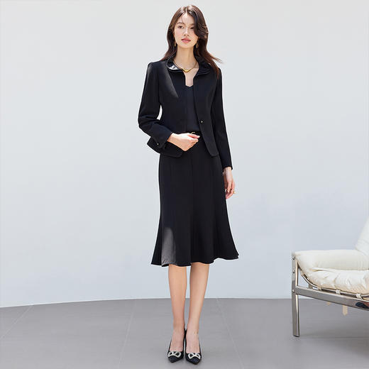 IWY/高级感黑色职业西装套裙女优雅正式场合鱼尾裙两件套25CS805 商品图2