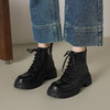 阿么手工女鞋秋冬新款真皮系带马丁靴轻便不累脚圆头百搭短靴5CM 商品缩略图1