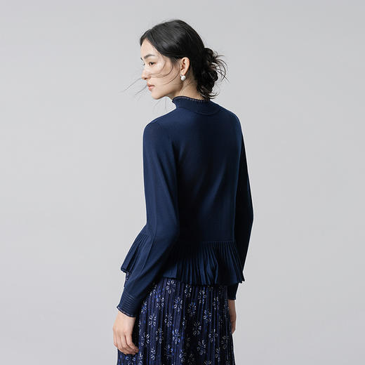 【林栖设计小店】（现货）多色美丽诺绵羊毛织上衣复古荷叶摆打底保暖2025秋季新款毛衣女1954063 商品图4