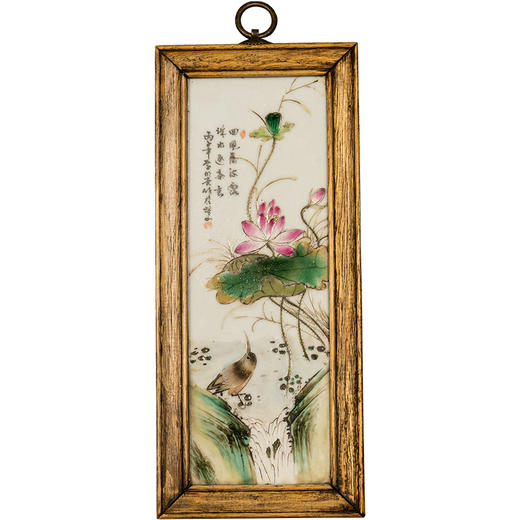 民国	李明亮款浅绛彩花鸟纹挂屏 商品图5