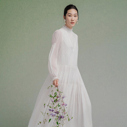 【林栖设计小店】（现货）婴儿棉连衣裙拼桑蚕丝绣花串珠2025秋季新款花仙子长裙女1953038 商品图1