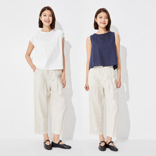 【门店同款】马恩MAXNEW女装2025夏季新款棉麻锥形裤百搭九分裤 商品图3