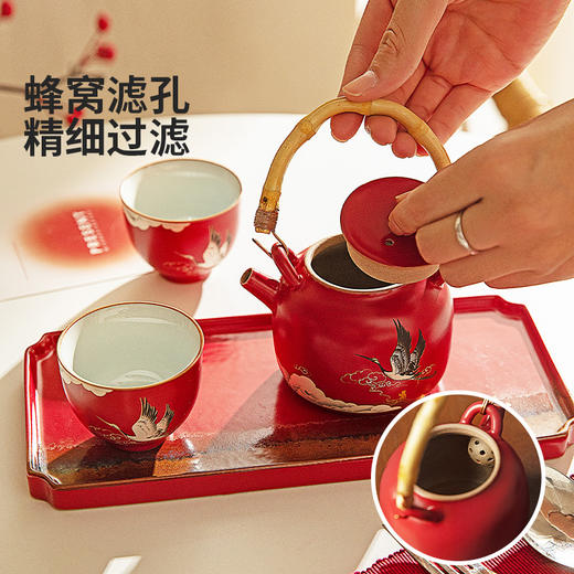 摩登主妇瑞鹤功夫茶具套装教师节礼物生日送长辈伴手礼泡茶壶茶杯 商品图3