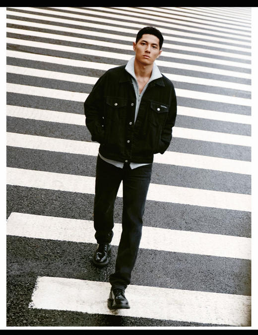 西K 秋季新款 黑色棉弹混纺 小直筒牛仔长裤 NZK245 商品图1