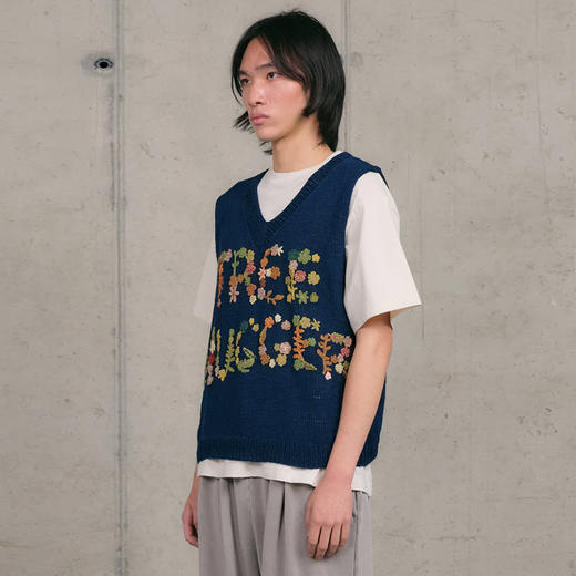 Story mfg PARTY KNIT VEST 男女款手工编织刺绣天然染色纯棉马甲 商品图1