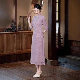 长款时尚显瘦复古高档旗袍连衣裙SYG2555