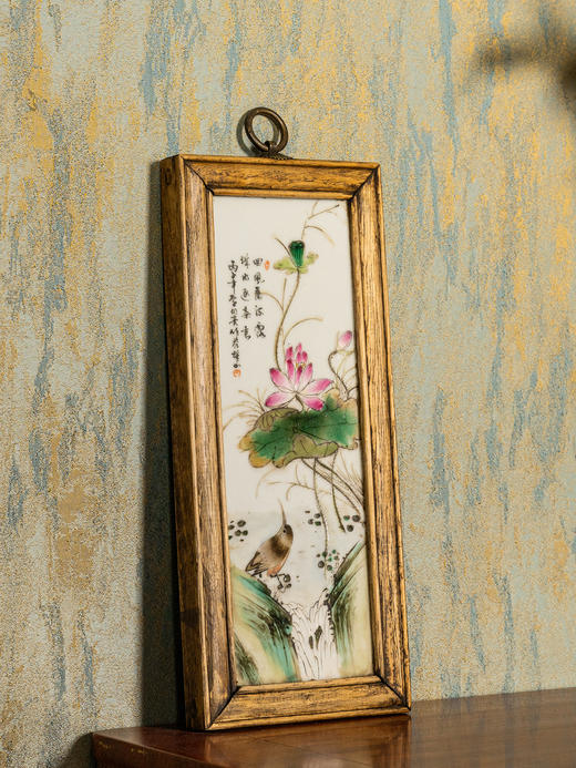 民国	李明亮款浅绛彩花鸟纹挂屏 商品图1