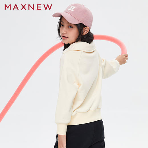 【门店同款】马恩MAXNEW童装秋冬女大童打底卫衣简约百搭上衣半开 商品图2