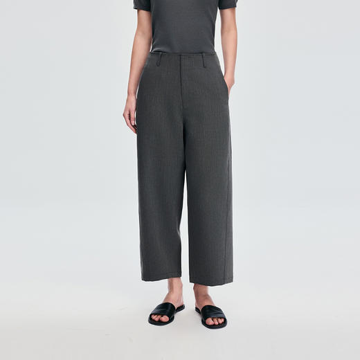 棉仓363618033-松弛九分弯刀裤女不易皱25秋新品直筒休闲灰色西裤宽松显瘦 商品图0