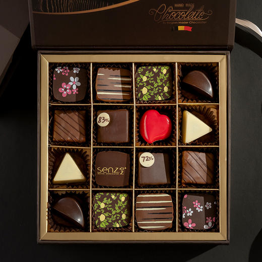 心之SENZ【经典礼盒】16粒十种口味手工甘纳许夹心巧克力礼盒 商品图1
