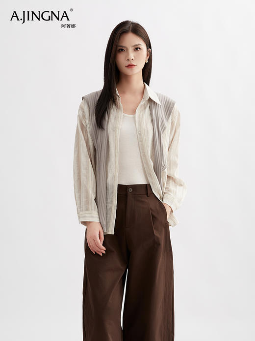 【淘衣节专享】阿菁娜海盐风条纹衬衫F30Q230008 商品图2