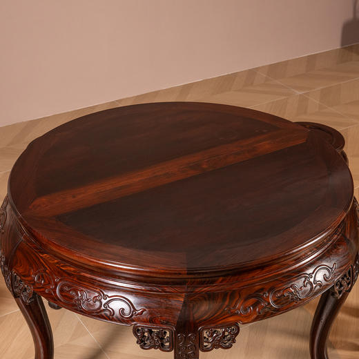 清	红木螭龙纹双拼圆桌圆凳成套（一桌六凳） 商品图2