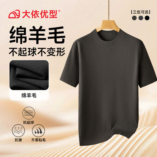 【绵羊毛】【DDT】大依优型大码男装男士圆领短袖毛衣加肥加大码宽松毛线衫内搭针织衫 商品图10