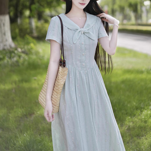 裁缝学苑AQ521小飞袖收腰扭结领棉麻连衣裙纸样女装短袖裙子样板图纸 商品图0