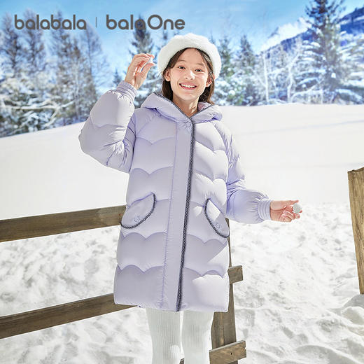 巴拉巴拉balaOne儿童羽绒服女童防风保暖冬连帽小香风上衣2025新 商品图0