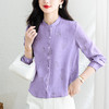 KQL 369H9972天丝长袖衬衫复古立领修身显瘦时尚上衣 商品缩略图3