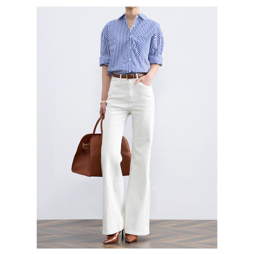 「自」全新升级【铂金会员183/天猫239/差价56】(11051)洛诗琳复古四面弹牛仔裤2025秋季新款高腰直筒显瘦喇叭裤女 商品图1