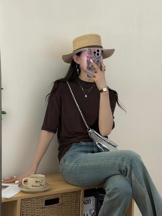 LS竹纤维女士简约圆领中袖打底衫8236 商品图4