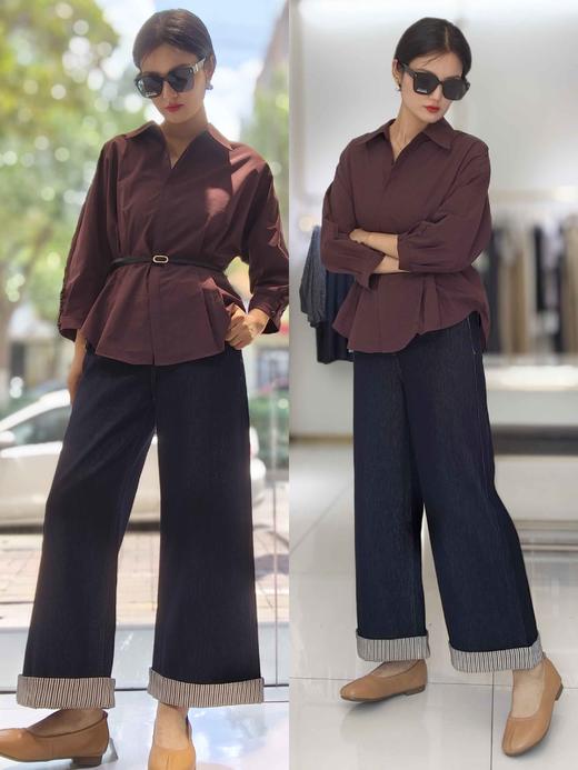 581212 条纹边固色牛仔裤 商品图1