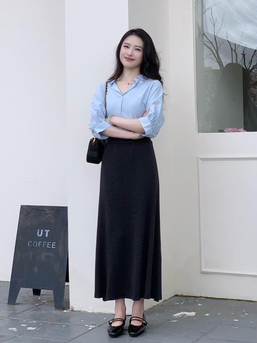 【百图lulu定制】【糯米套裙】假两件长袖连帽上衣  直筒半裙 垂感软糯 套装 商品图7