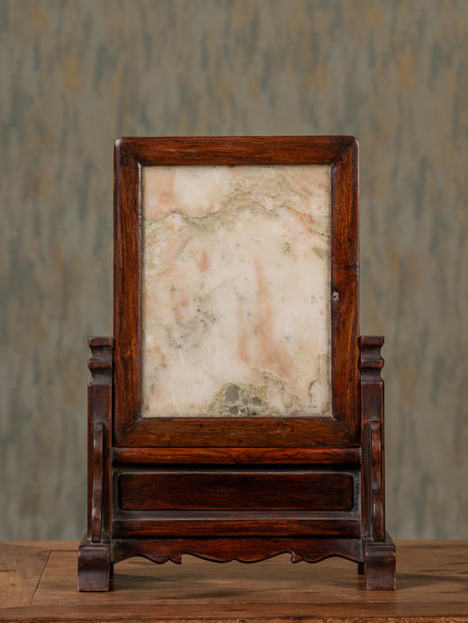 清	红木嵌云石插屏 商品图2