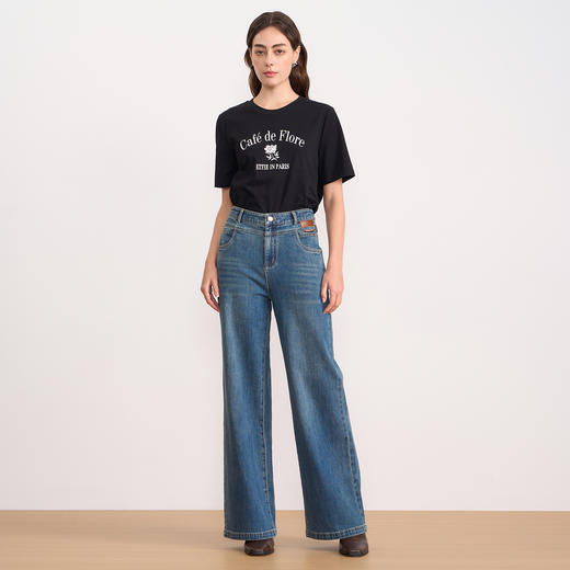 EITIE爱特爱夏季时尚百搭打底舒适圆领印花T恤女7702402 商品图3