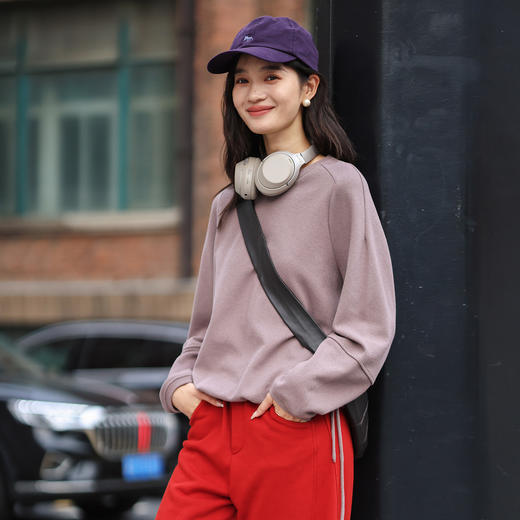 绽放702朵/2024秋季新款女装设计感系带休闲棉纱宽松圆领套头卫衣 商品图1