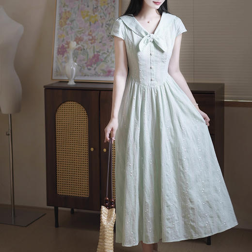 裁缝学苑AQ521小飞袖收腰扭结领棉麻连衣裙纸样女装短袖裙子样板图纸 商品图3