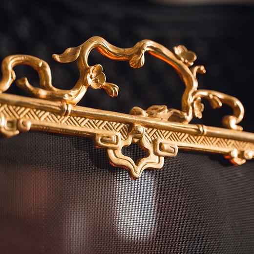 独角鹿西洋古董法国东方风格回纹仙鹤主题铜鎏金精雕壁炉屏风 商品图5