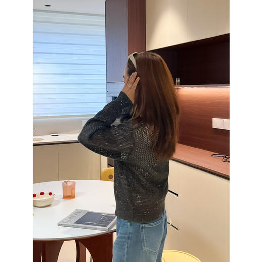 2508415    特种纱 棉羊毛 珠片镂空开衫 商品图12