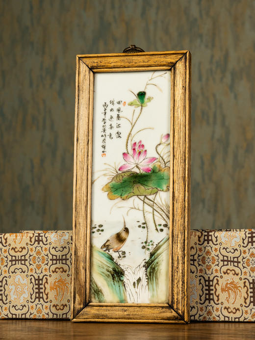 民国	李明亮款浅绛彩花鸟纹挂屏 商品图2