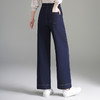 PY-2025新款松紧高腰垂感宽松亮片窄版直筒裤深蓝色阔腿牛仔裤秋季&5603 商品缩略图3