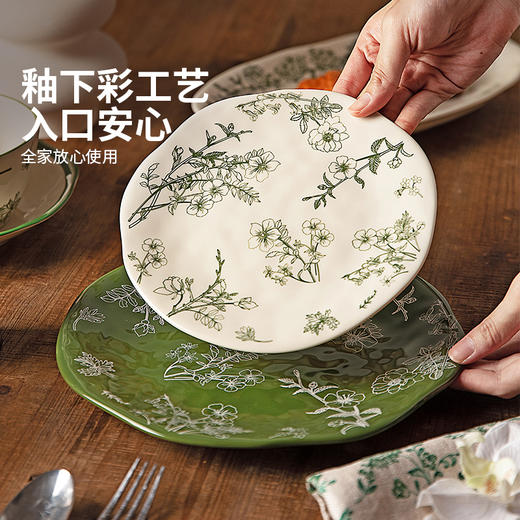 摩登主妇釉下彩餐具碗碟家用2025新款碗具漂亮的盘子陶瓷饭碗汤碗 商品图1