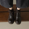 阿么手工女鞋秋冬新款真皮系带马丁靴轻便不累脚圆头百搭短靴5CM 商品缩略图2