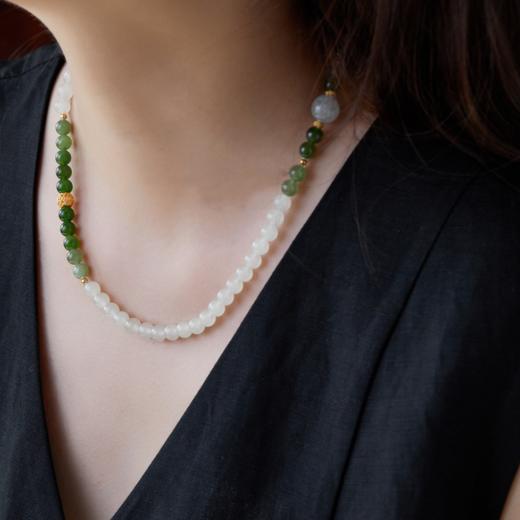 菜菜家雪融春醒和田玉珠串|白玉+碧玉+青花玉，温润显气质 商品图2