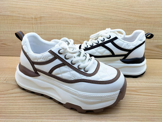 豪行女鞋24109029平底系带松糕厚底休闲运动单鞋 商品图4