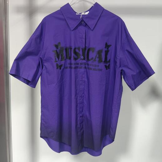 BY翻领撞色字母渐变下摆短袖衬衫（红绿紫）A  夏季 152130130321 商品图5