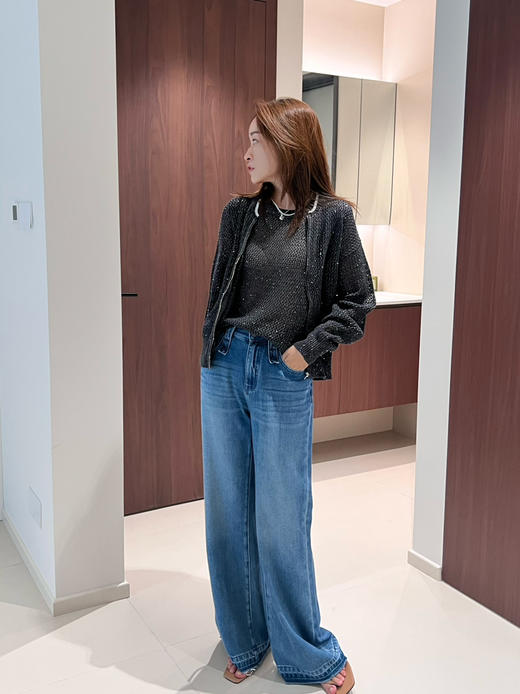 2508415    特种纱 棉羊毛 珠片镂空开衫 商品图11